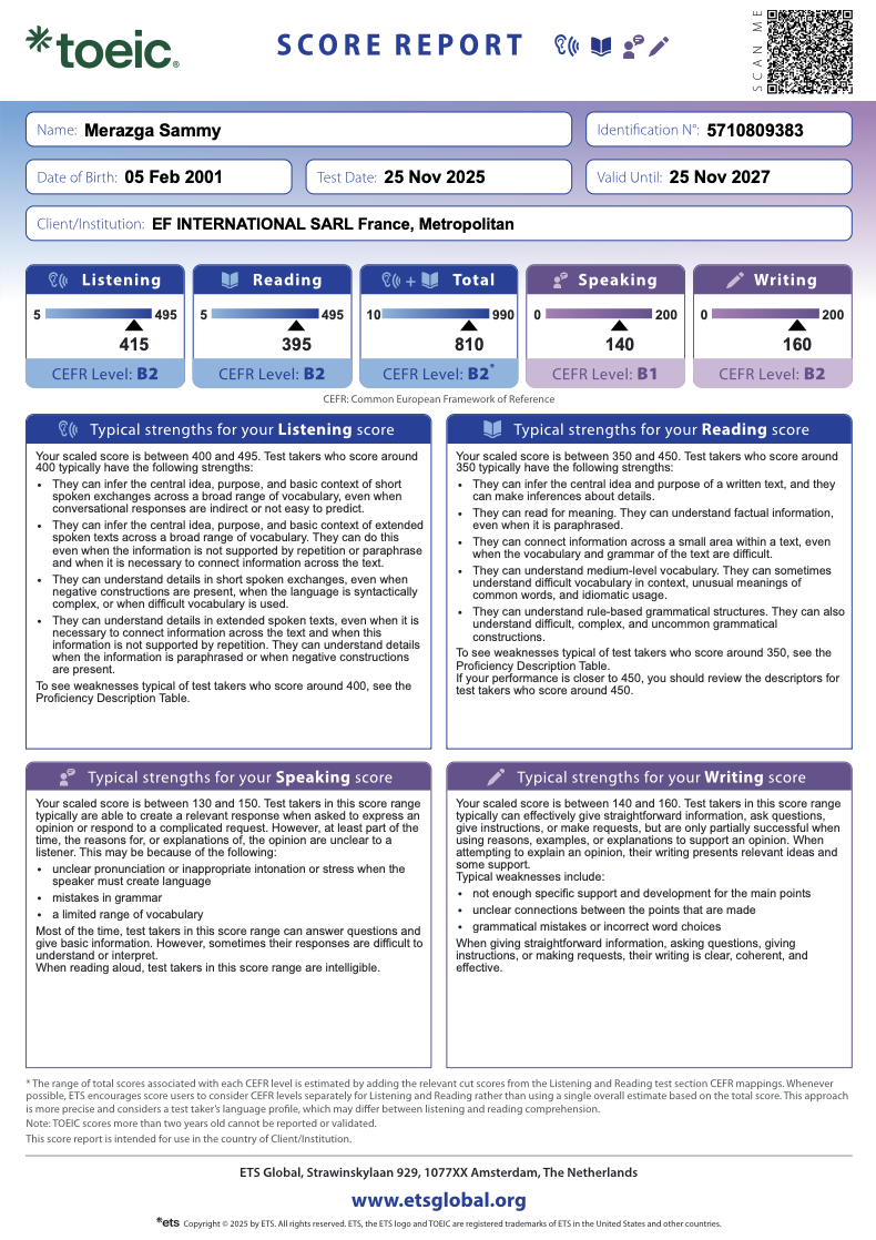 TOEIC - anglais professionnel